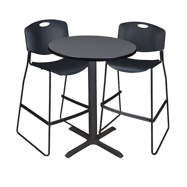 Cain Cain Caf e Table & Chair Sets, 30 W, 30 L, 42 H, Grey TCB30RNDGY4495BK - main